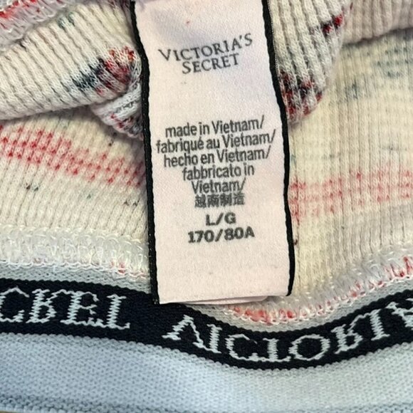 Victoria Secret Woman's Red/White Striped Plaid Thermal Pajama's Sz Lr - Picture 9 of 11